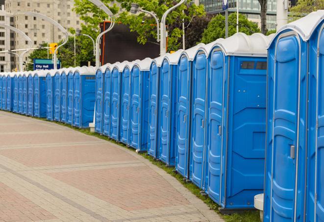 Seasonal porta potty units set up at a Searcy, Arkansas venue